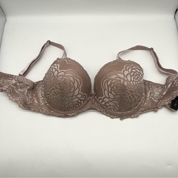 Rene Rofe Beige Floral Lace Adjustable Straps Underwire Push Up Bra Size 36D - Picture 3 of 6